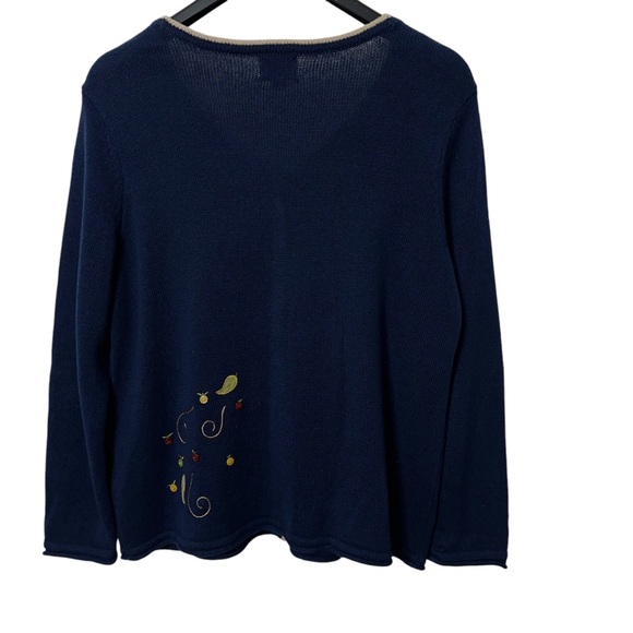 Breckinridge Button Front Cardigan Sweater w Embroidered Leaves Womens Size 1X - Picture 5 of 6